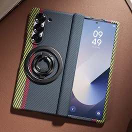 Dteck - Strong Magnetic Case for Samsung Galaxy Z Fold 7 with Removable Ring Stand, Full Hinge Protection with Screen Cover - Black