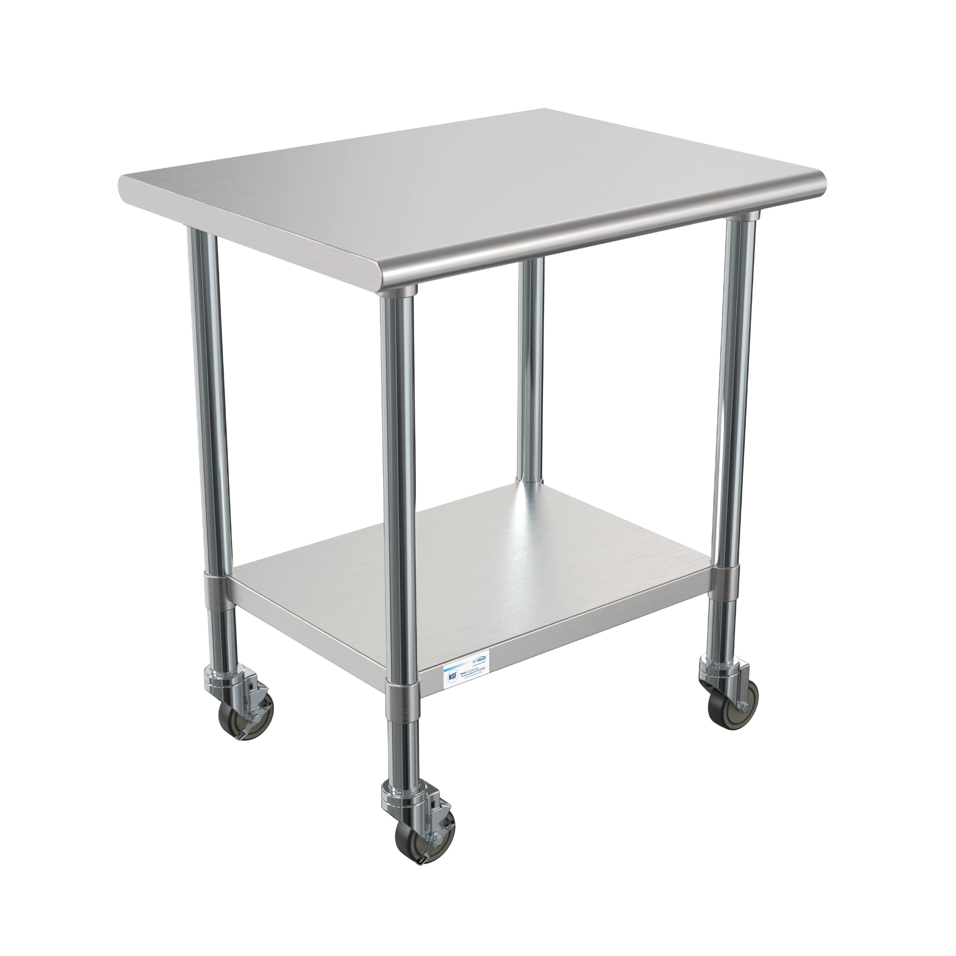 Alt View 4. Koolmore - 24" x 30" 18-Gauge 304 Stainless Steel Commercial Work Table with Casters, CT2430-18C. - Silver.