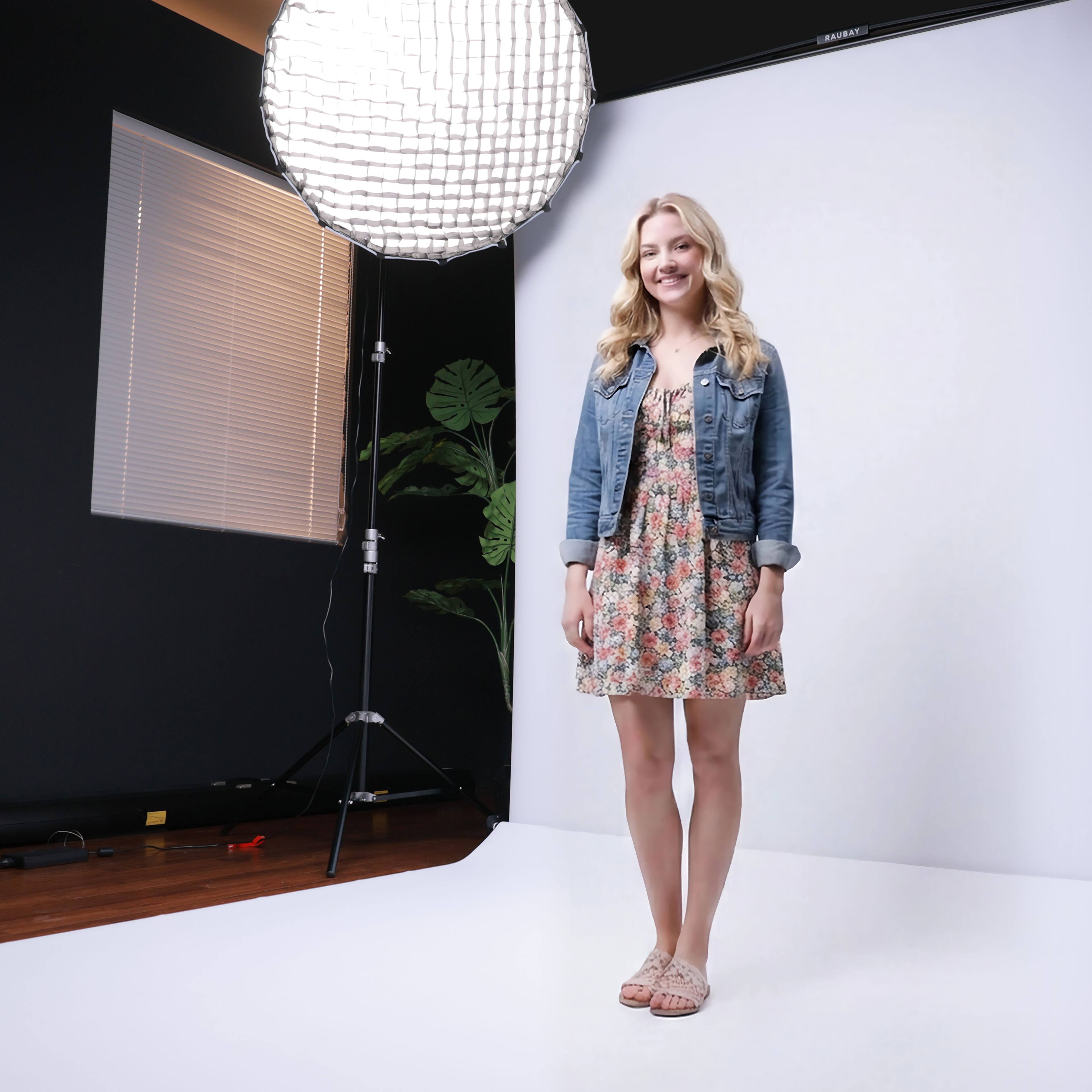 Alt View 4. RAUBAY - Collapsible White Screen - FloorFlex™ Backdrop with Floor Extension 7x7x7ft - Portable Retractable Background with Stand - White.