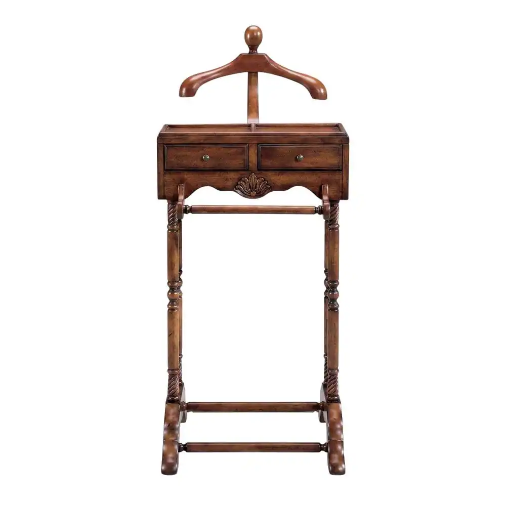 Left. Starlight Canyon Home - Traditional Valet Stand, 2 Drawers, Wooden Bedroom Clothing Organizer - Dark Brown.