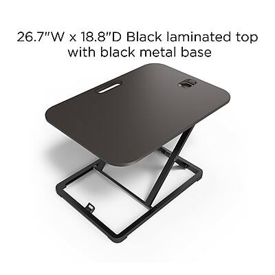 26.7"W x 18.8"D Black laminated top with black metal base