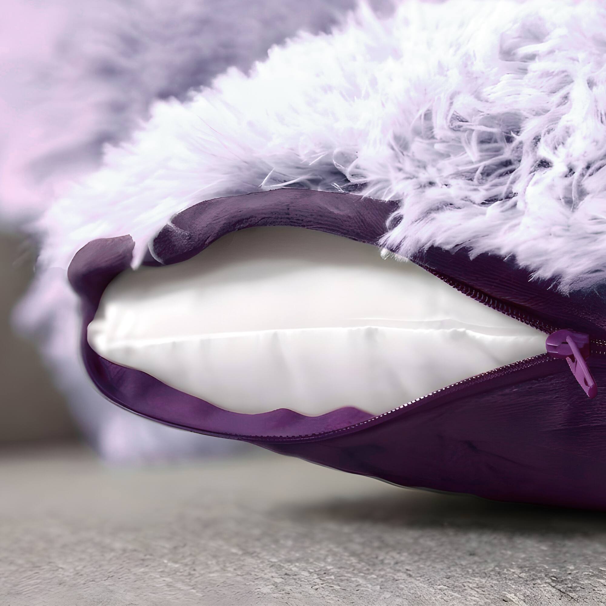 Alt View 1. Cheer Collection - Plush Shaggy Long Hair Faux Fur Lumbar Accent Pillows with Inserts, 12 x 20 in, Set of 2 - Purple Ombre - Purple Ombre.