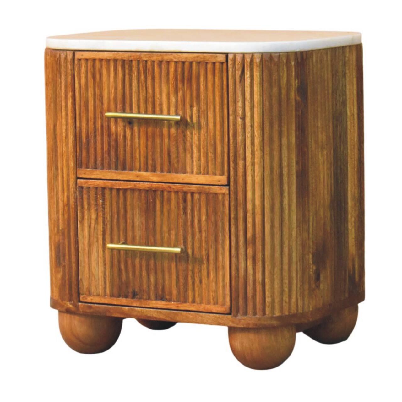 Left. Artisan Furniture - Artisan Furniture Solid Wood Marble Crest Bedside Table, 2 Drawers, Brown - Brown.