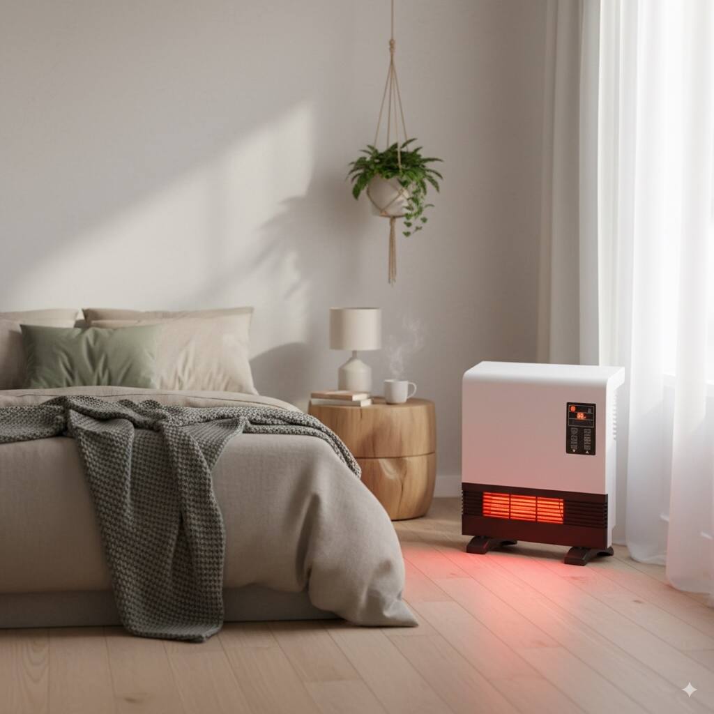 Left. Airo Comfort - Electric Space Heater Wall-Mounted and Standing Infrared Room Heater in White - White.