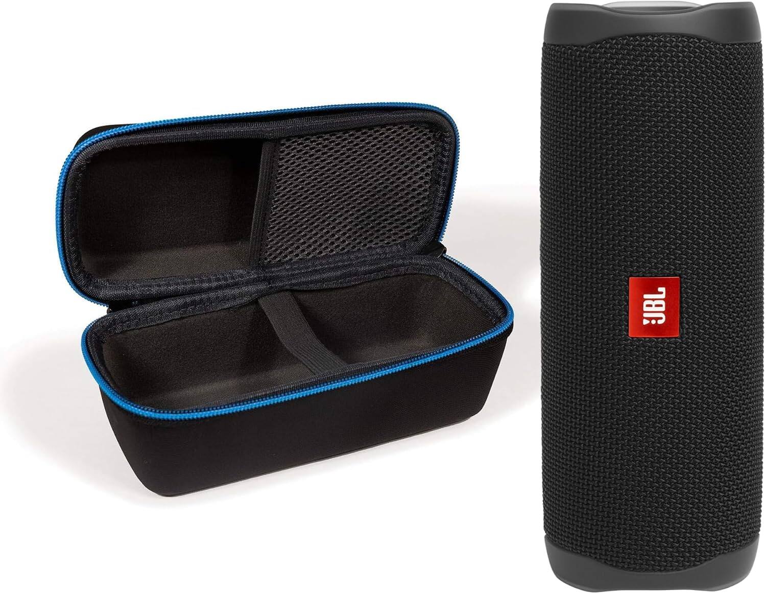 Front. JBL - JBL Flip 5 Black Bluetooth Speaker w/divvi! Case Bundle.