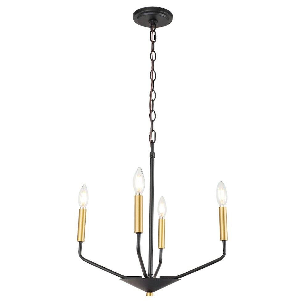 Alt View 3. Living District - Enzo 4 Light Black And Brass Pendant - Black And Brass.