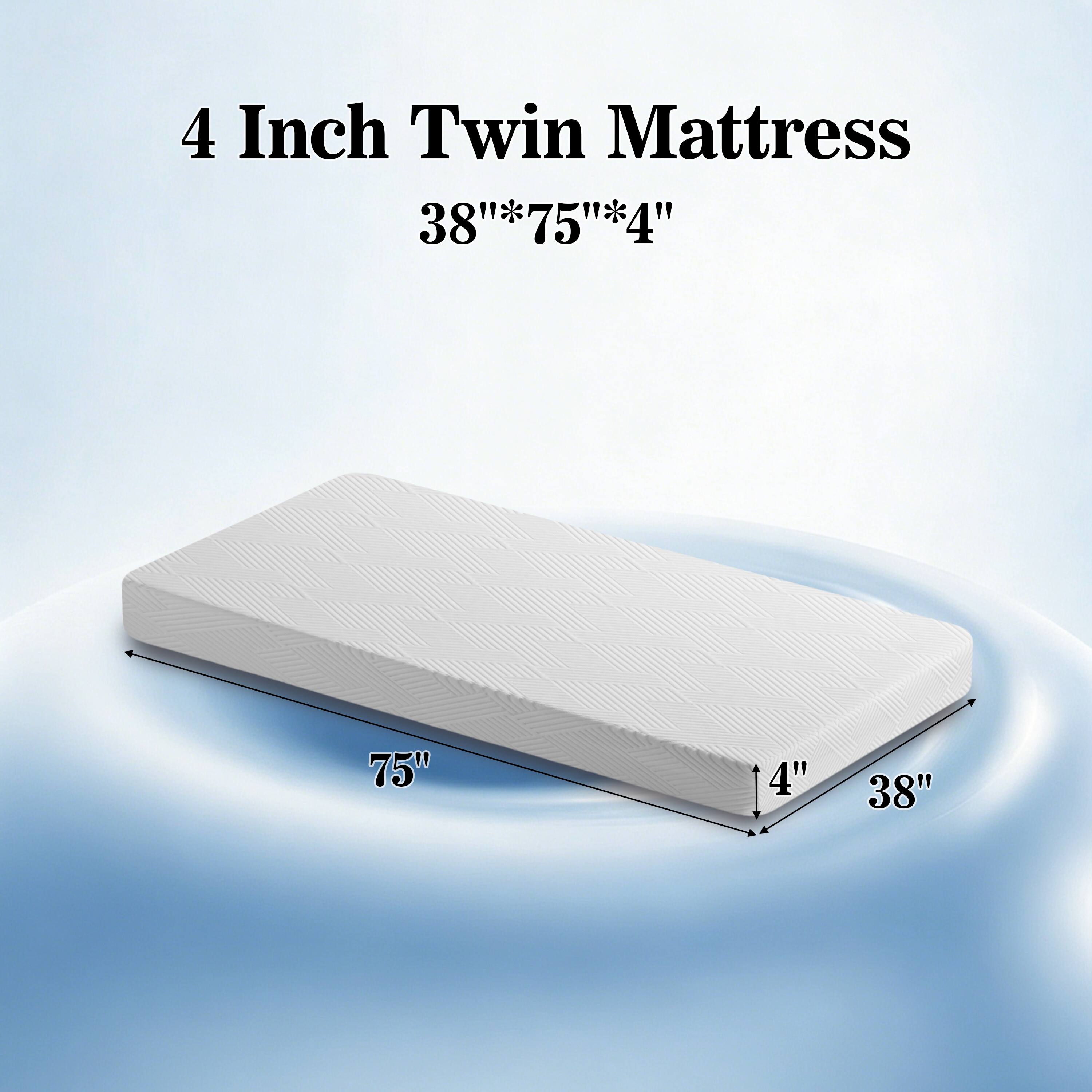 4 Inch Twin Mattress  
38" x 75" x 4"
