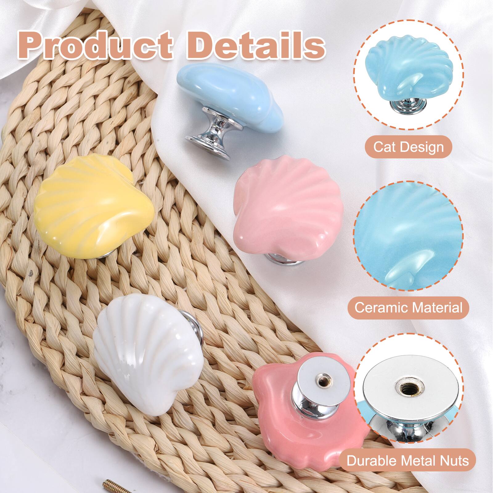 Product Details

- Cat Design
- Ceramic Material
- Durable Metal Nuts