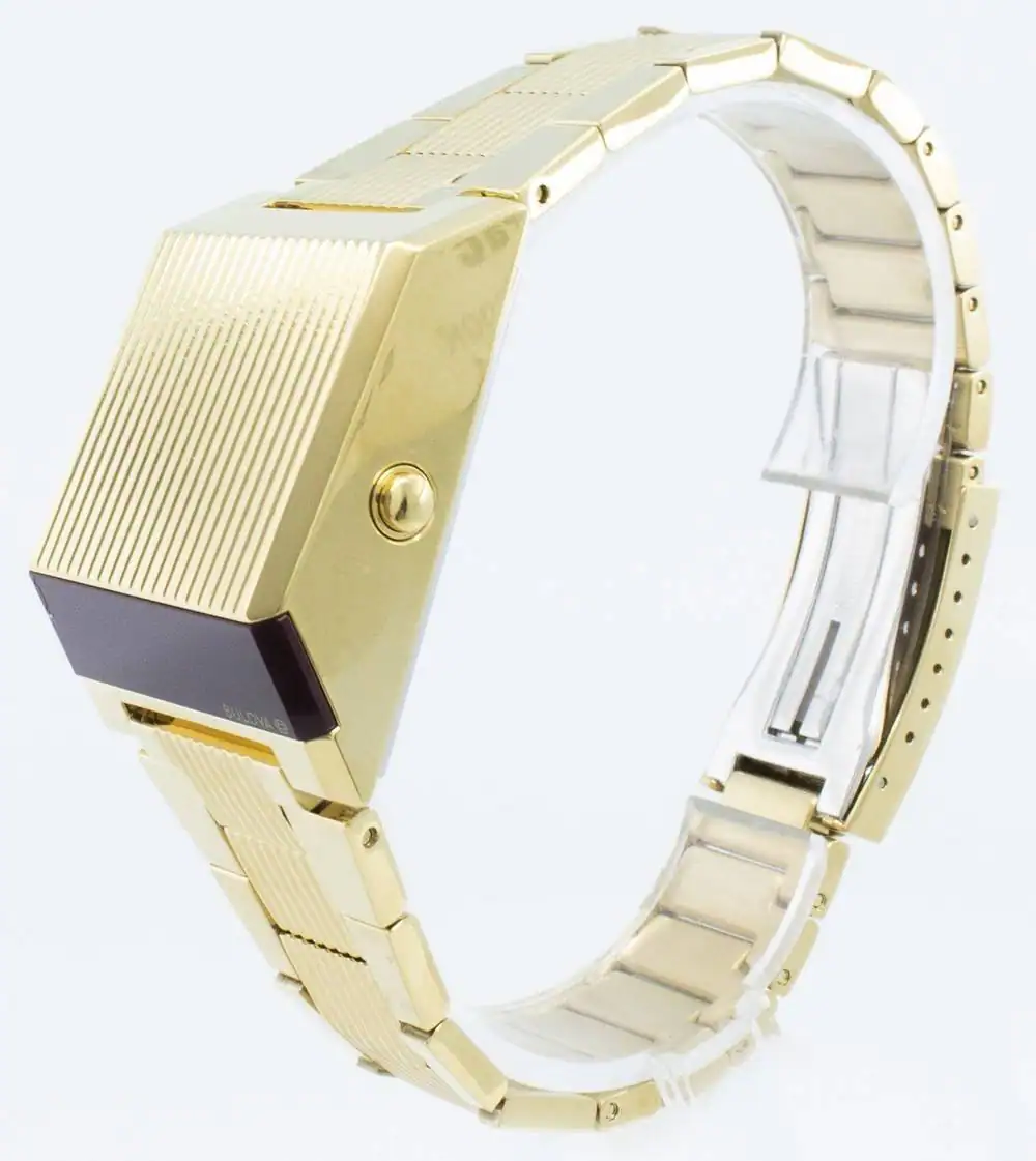 Angle. Bulova - Computron Digital 97C110 Quartz Men's Watch 30M Gold Tone Stainless Steel - Golden.