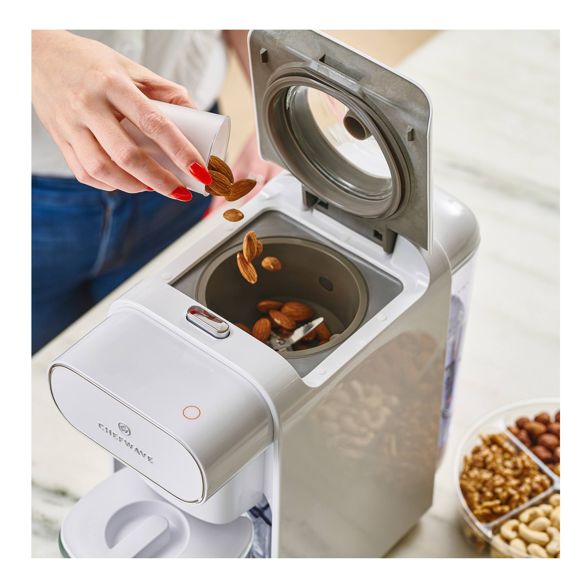 Angle. ChefWave - ChefWave Milkmade Soy Milk Maker with Auto-Clean & Nut Platter - White.