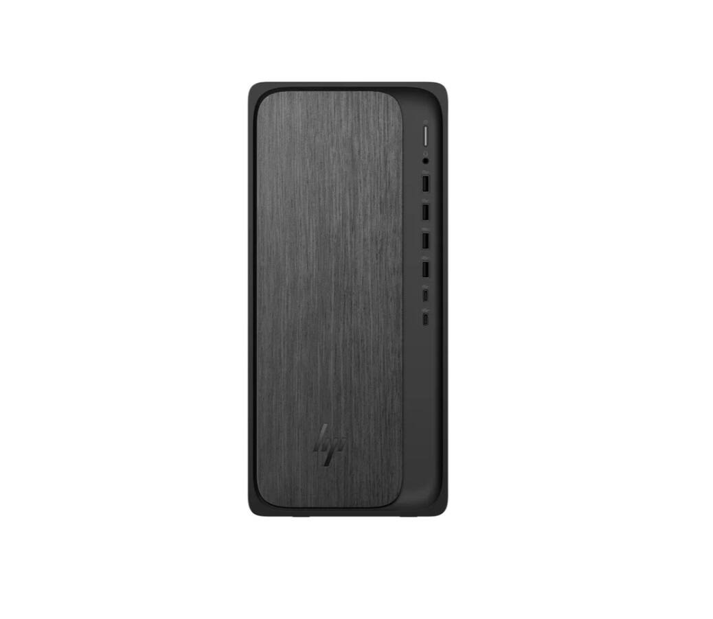 Alt View 2. HP - M02-0127c OmniDesk Tower AMD Ryzen 7 8700G 4.2 GHz 32GB DDR5 1TB SSD AMD Radeon 780M Windows 11 Home Desktop, Black - Black.