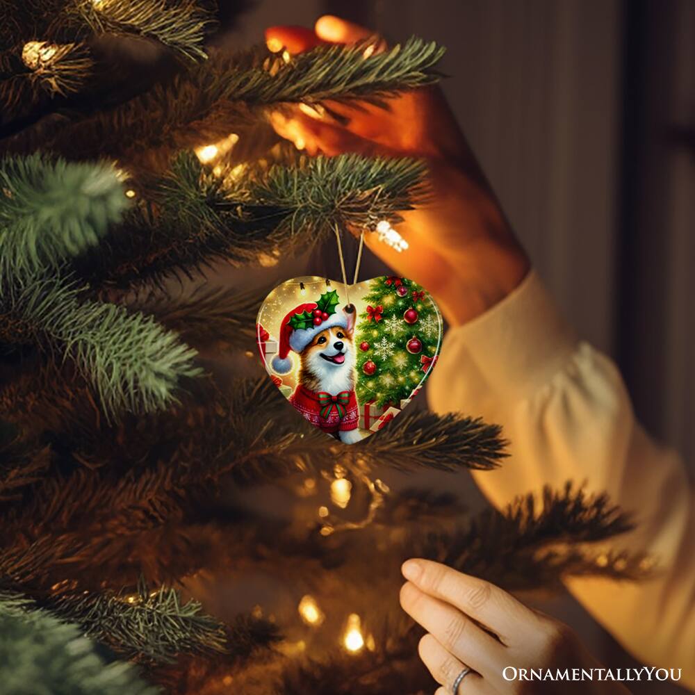 OrnamentallyYou Adorable Welsh Corgi with Santa Hat Ornament Jolly ...