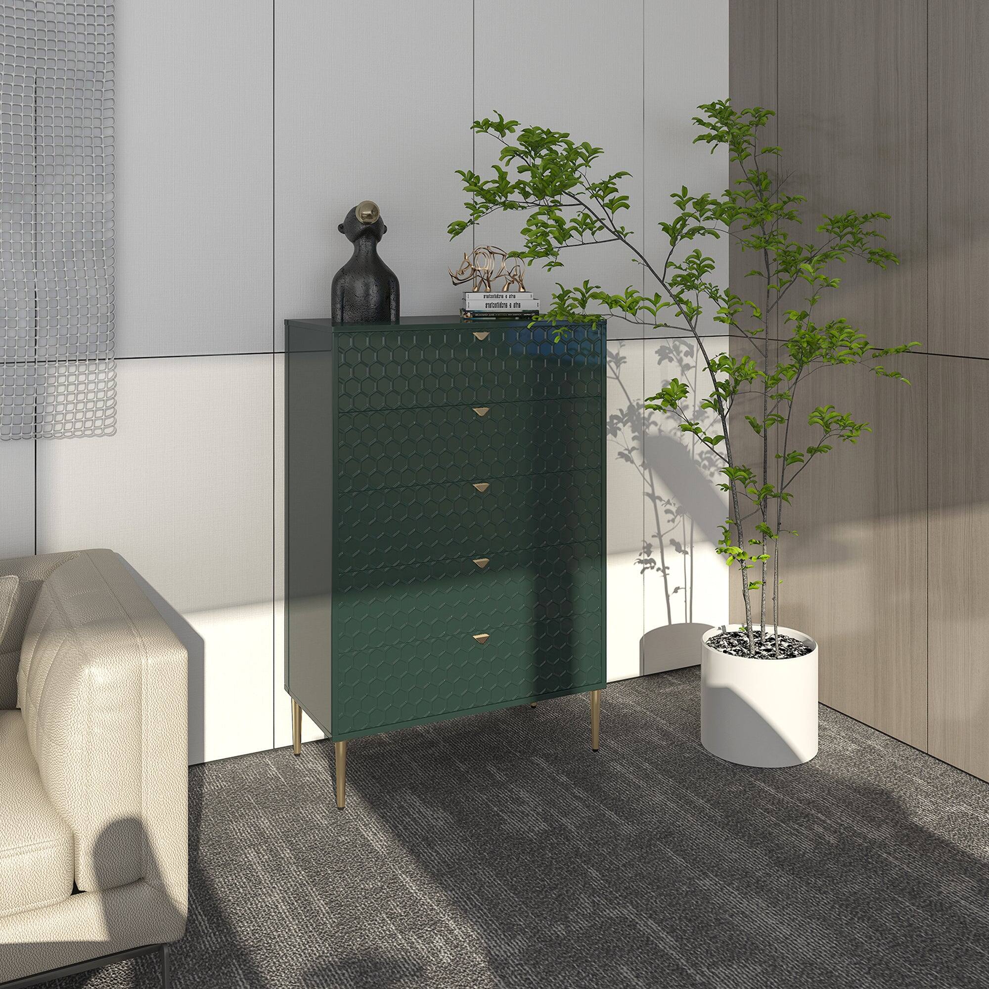 Alt View 7. Boyel Living - Green Accent Storage Cabinet with 5-Drawer Chest - Green.