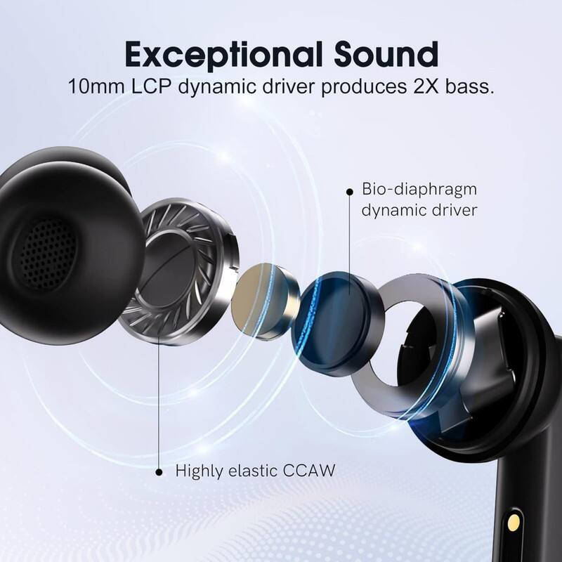 Exceptional Sound  
10mm LCP dynamic driver produces 2X bass.  

- Bio-diaphragm dynamic driver  
- Highly elastic CCAW