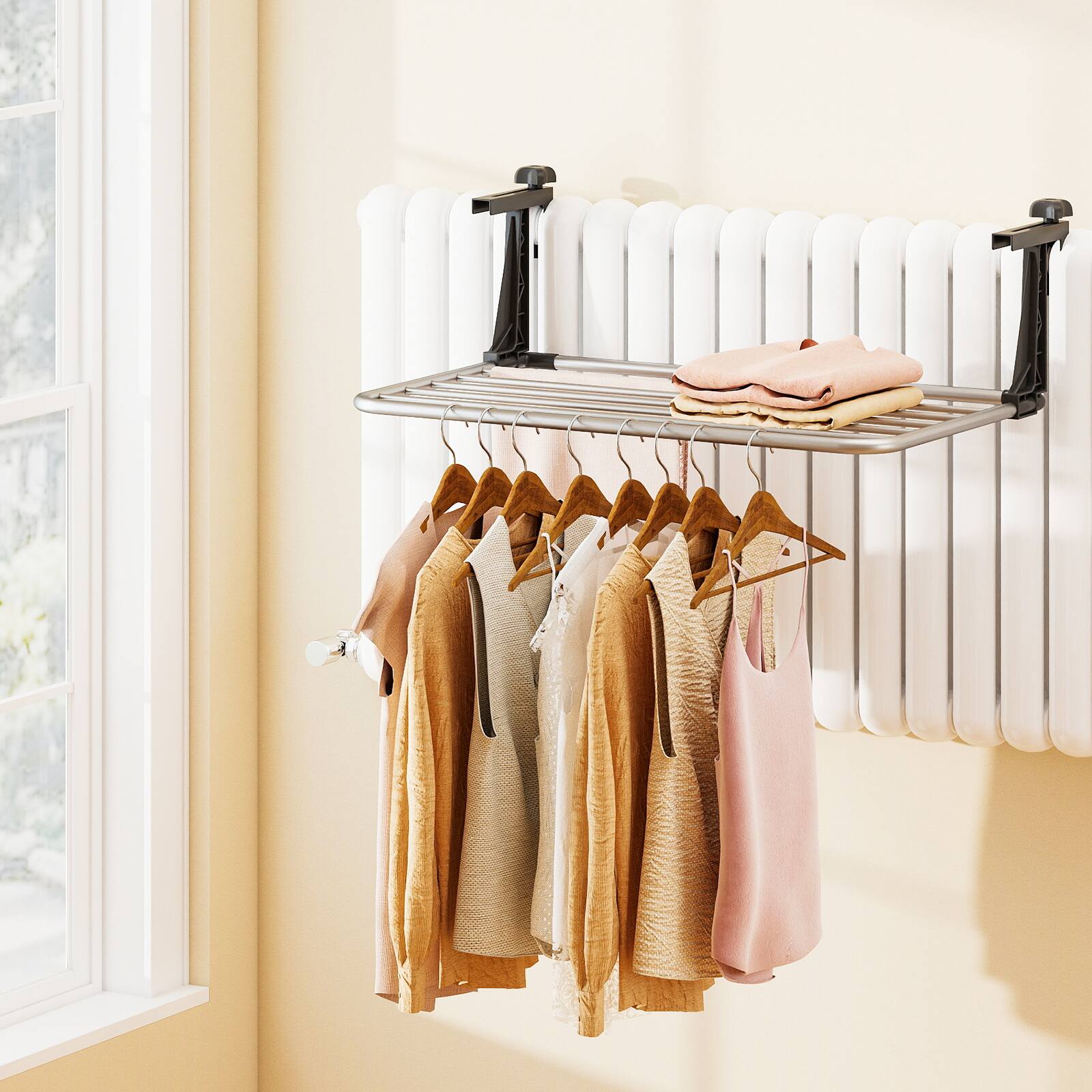 Alt View 1. Gymax - Gymax Portable Clothes Drying Rack w/Adjustable & Foldable Brackets Radiator Airer - Silver.