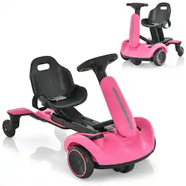 Costway - 6V Kids Ride On Drift Car Electric Drifting Go Kart for Kids with 360° Spin - Pink