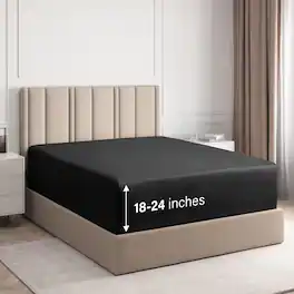 CGK Linens - Extra Deep Pocket Elasticized Fitted Sheet Only - Fits 18"-24" Mattresses - California king - Black