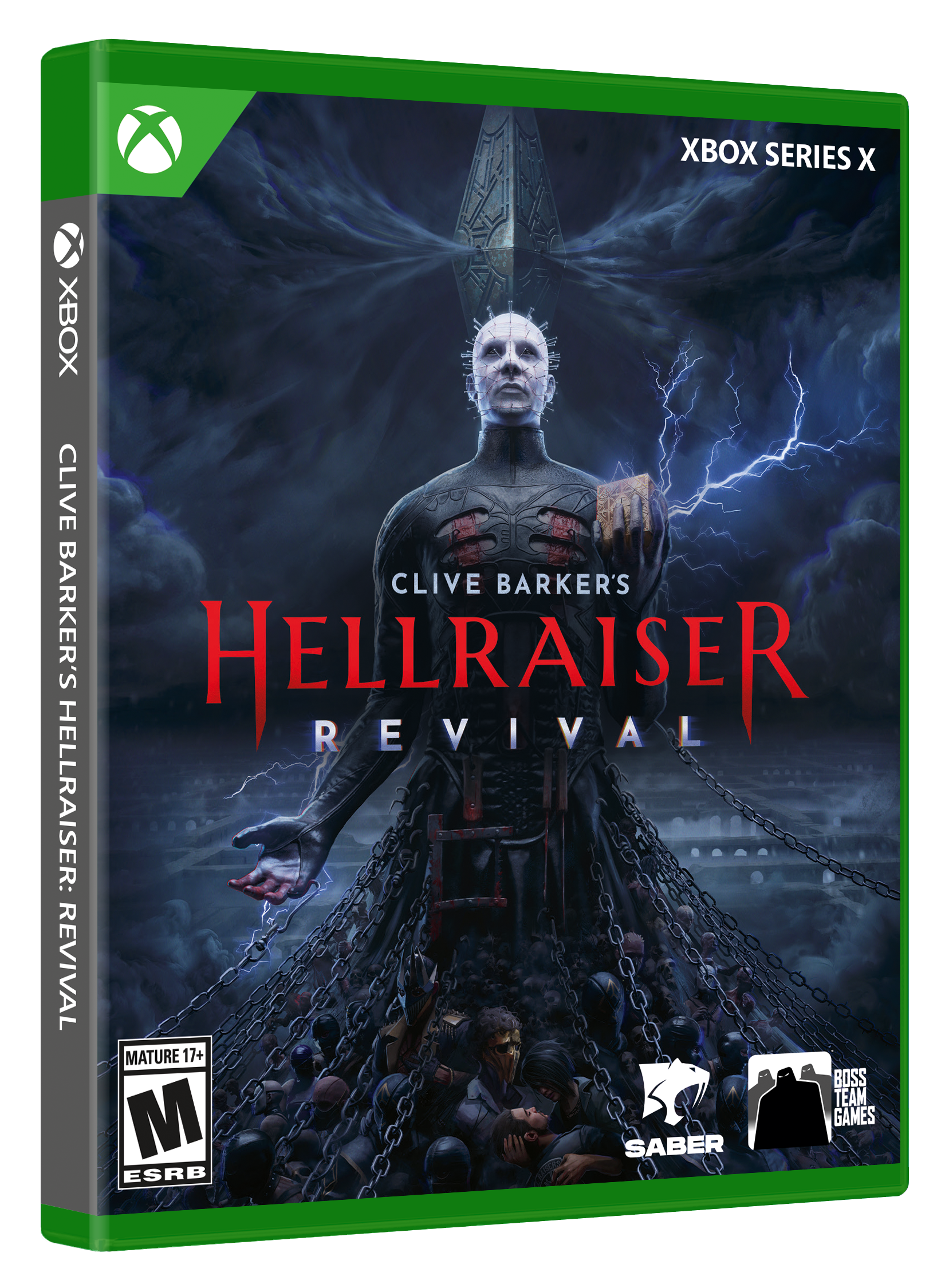 XBOX SERIES X  
CLIVE BARKER'S HELLRAISER: REVIVAL  
MATURE 17+  
BOSS TEAM M GAMES  
SABER  
ESRB