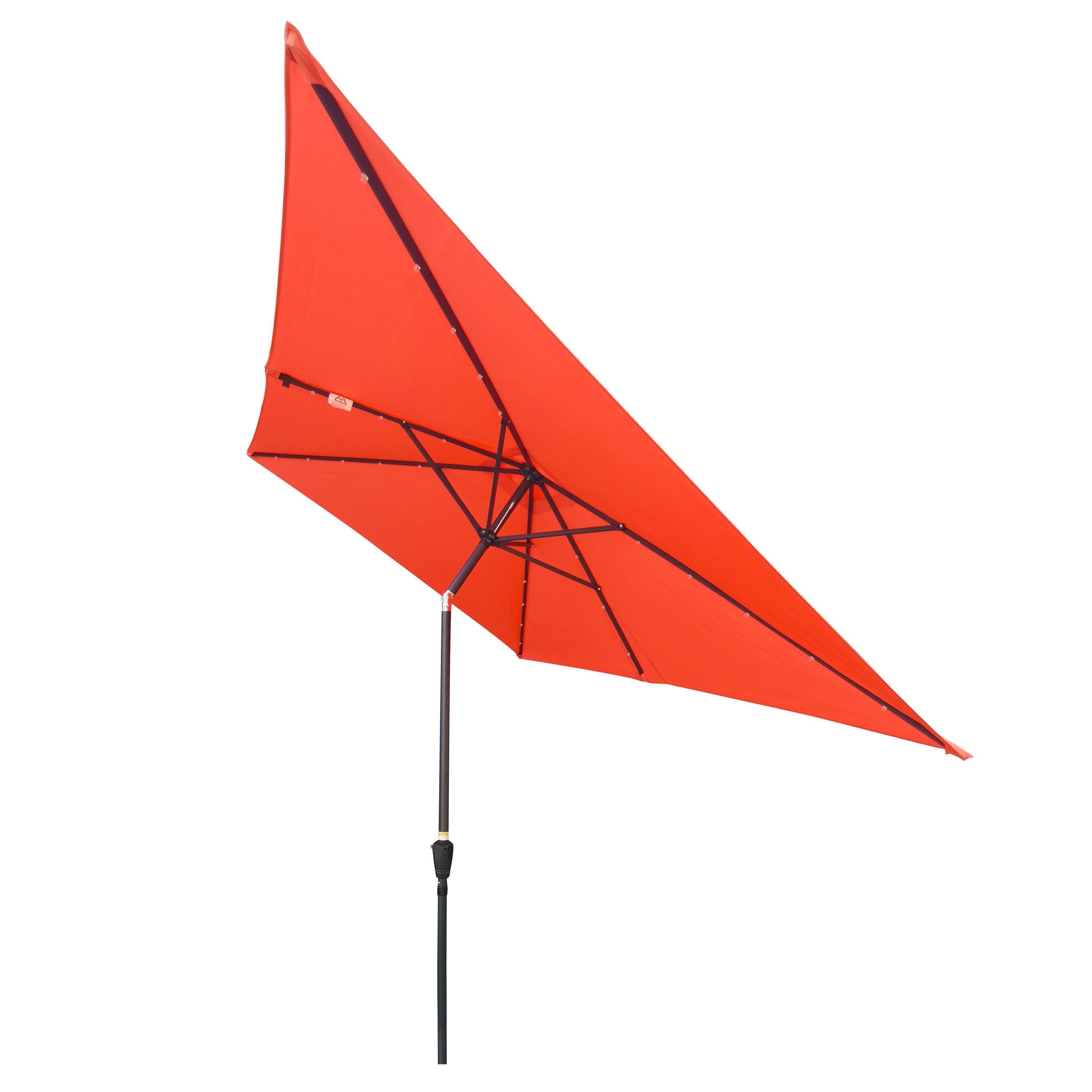 Alt View 2. Loheer - Loheer 10x6.5 ft Rectangular Solar LED Patio Umbrella with Crank and Push Button Tilt Black Pole.