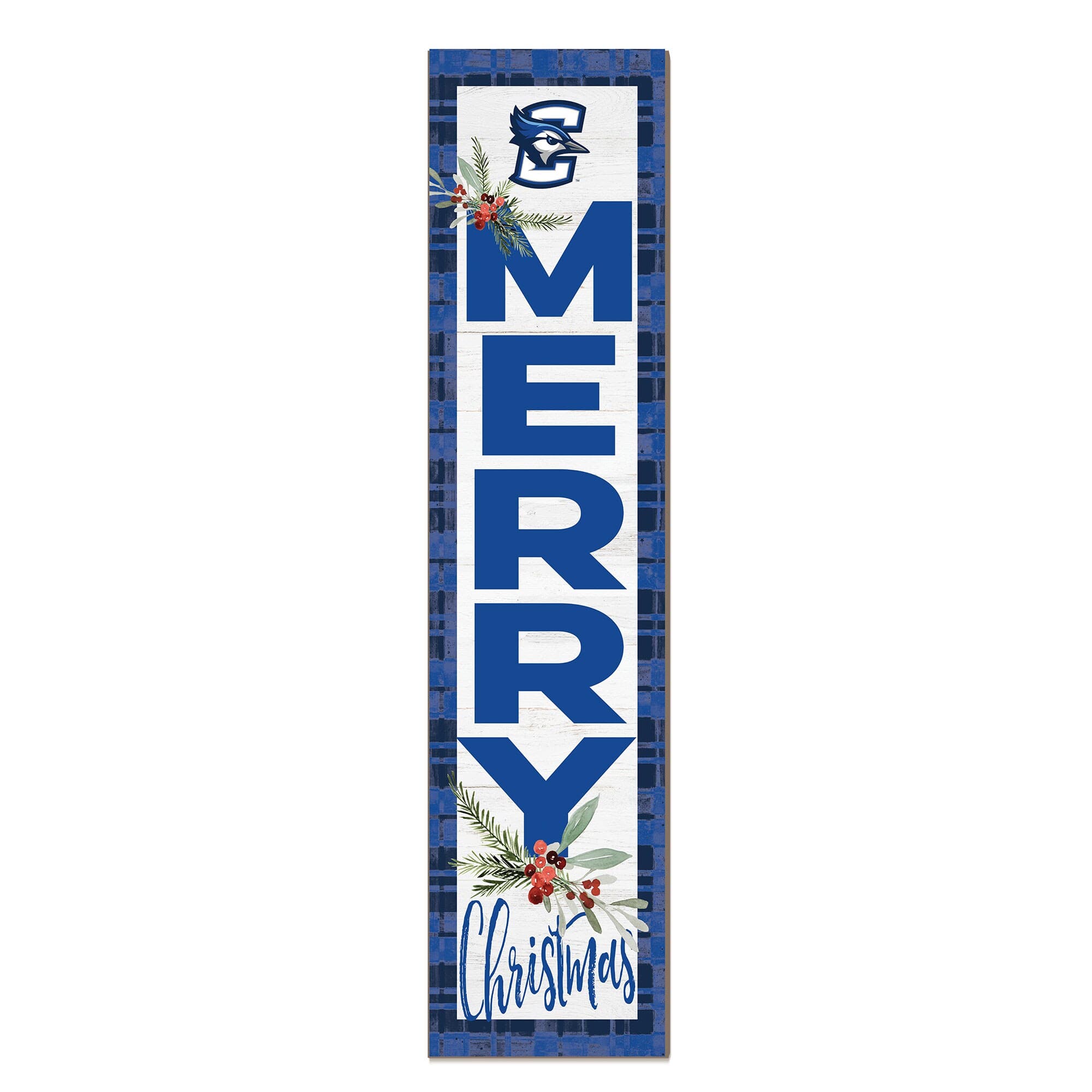 Jardine - Creighton Bluejays 12'' x 48'' Outdoor Merry Christmas Leaner - White