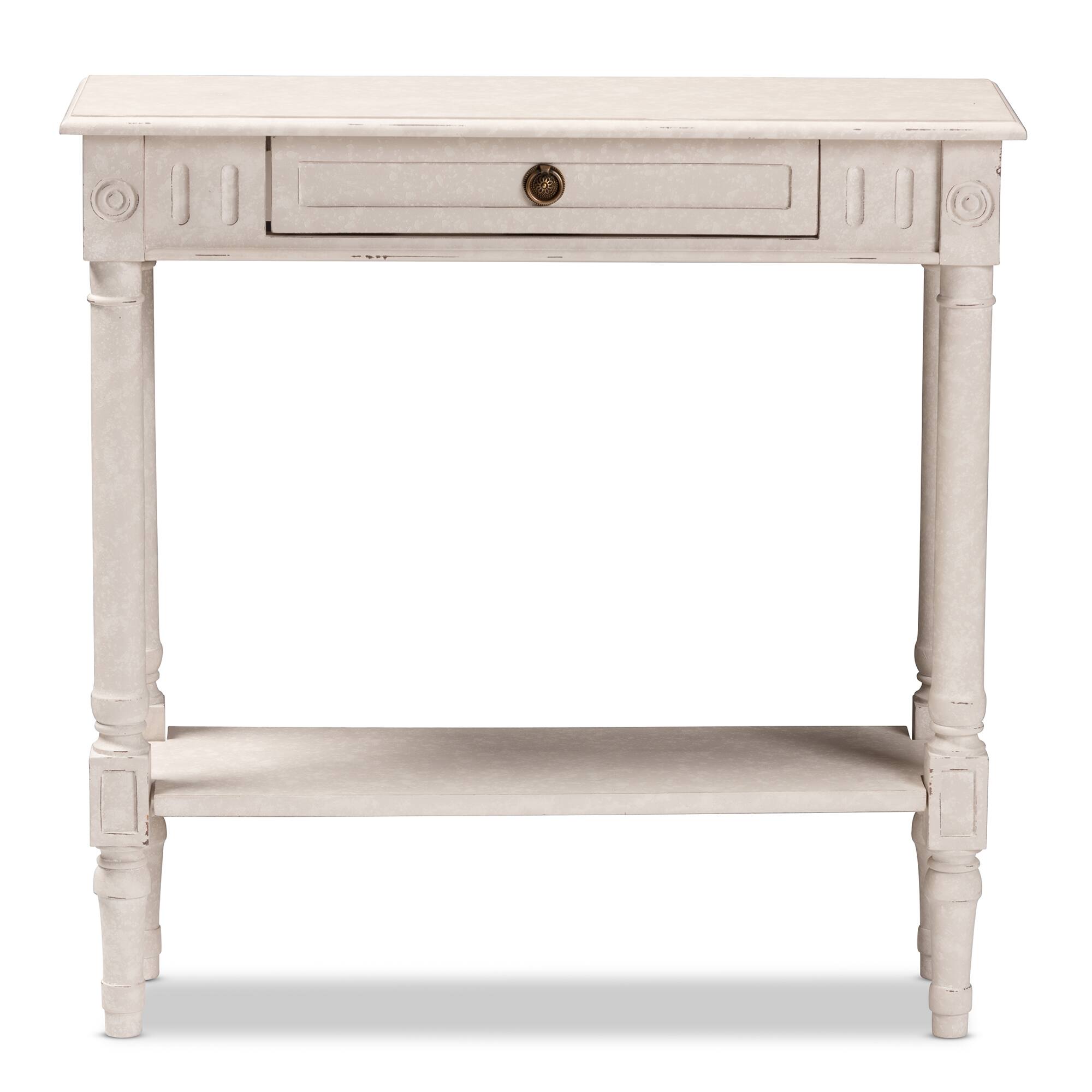 Left. Baxton Studio - Ariella Country Cottage Farmhouse 1-Drawer Console Table - Whitewashed.