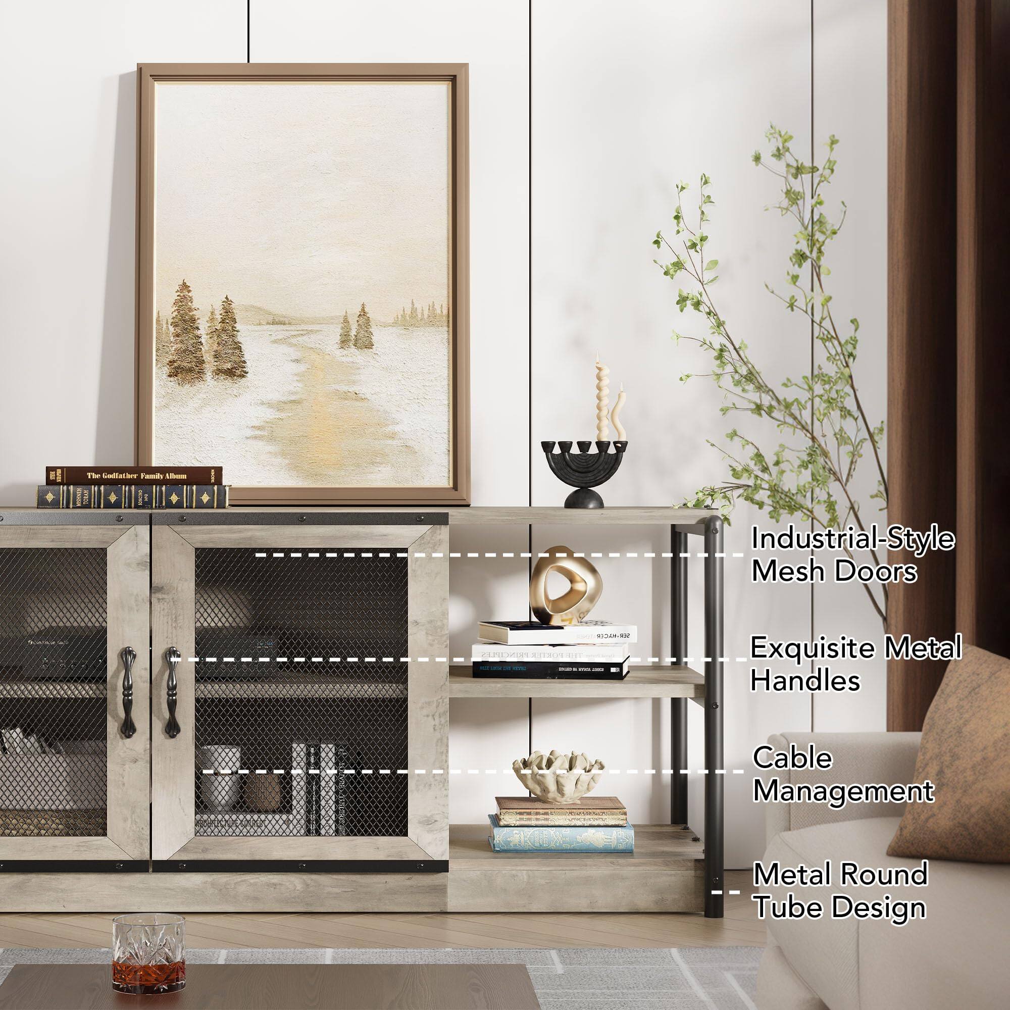 1. Latir T - I - Industrial-Style Mesh Doors 102000
2. Exquisite Metal Handles
3. Cable Management
4. Metal Round Tube Design