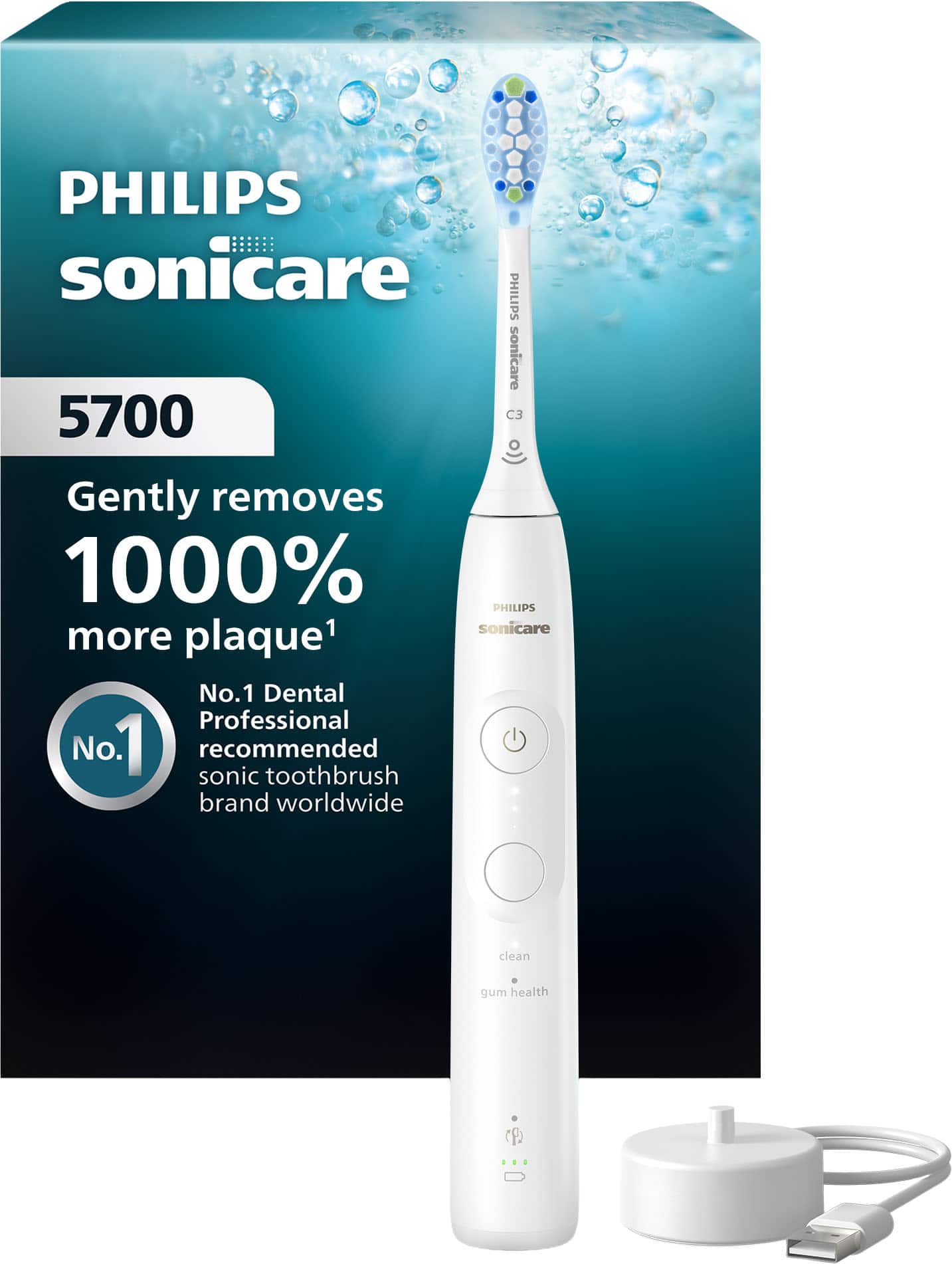 Philips Sonicare - 5700 Series Rechargeable Electric Toothbrush - White
