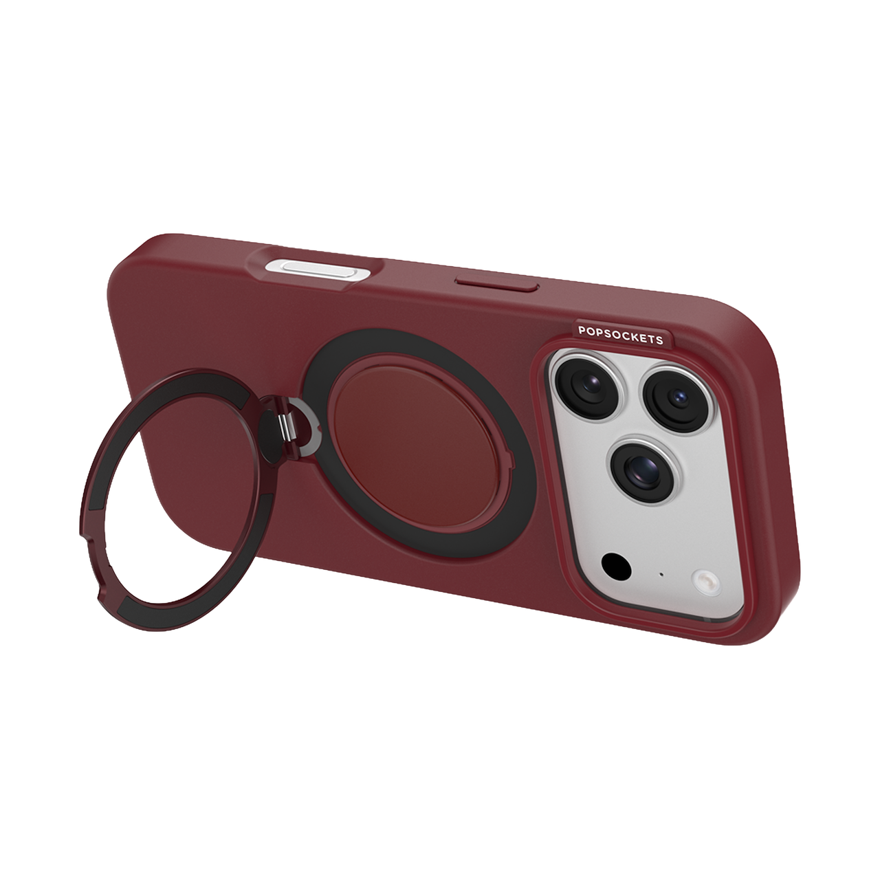 Left. PopSockets - Low Pro Case iPhone 18 Pro/17 Pro - Burgundy.