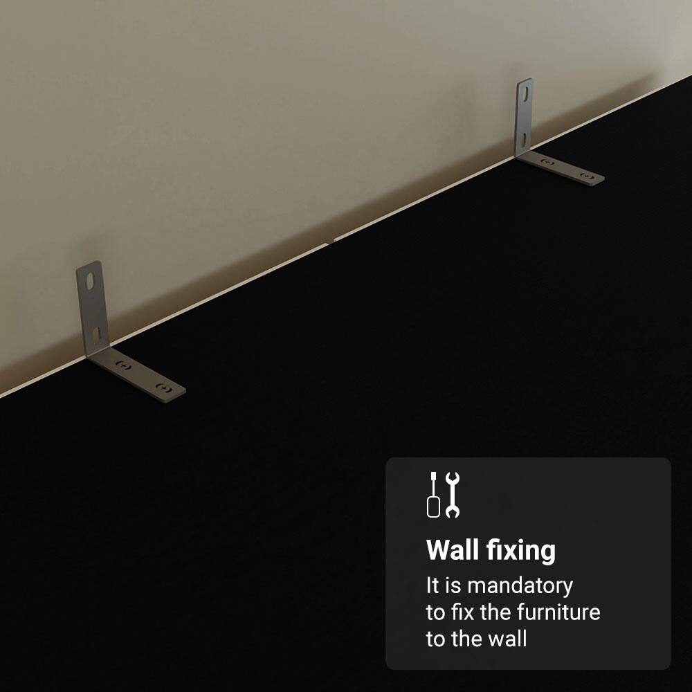 Wall fixing

It is mandatory to fix the furniture to the wall