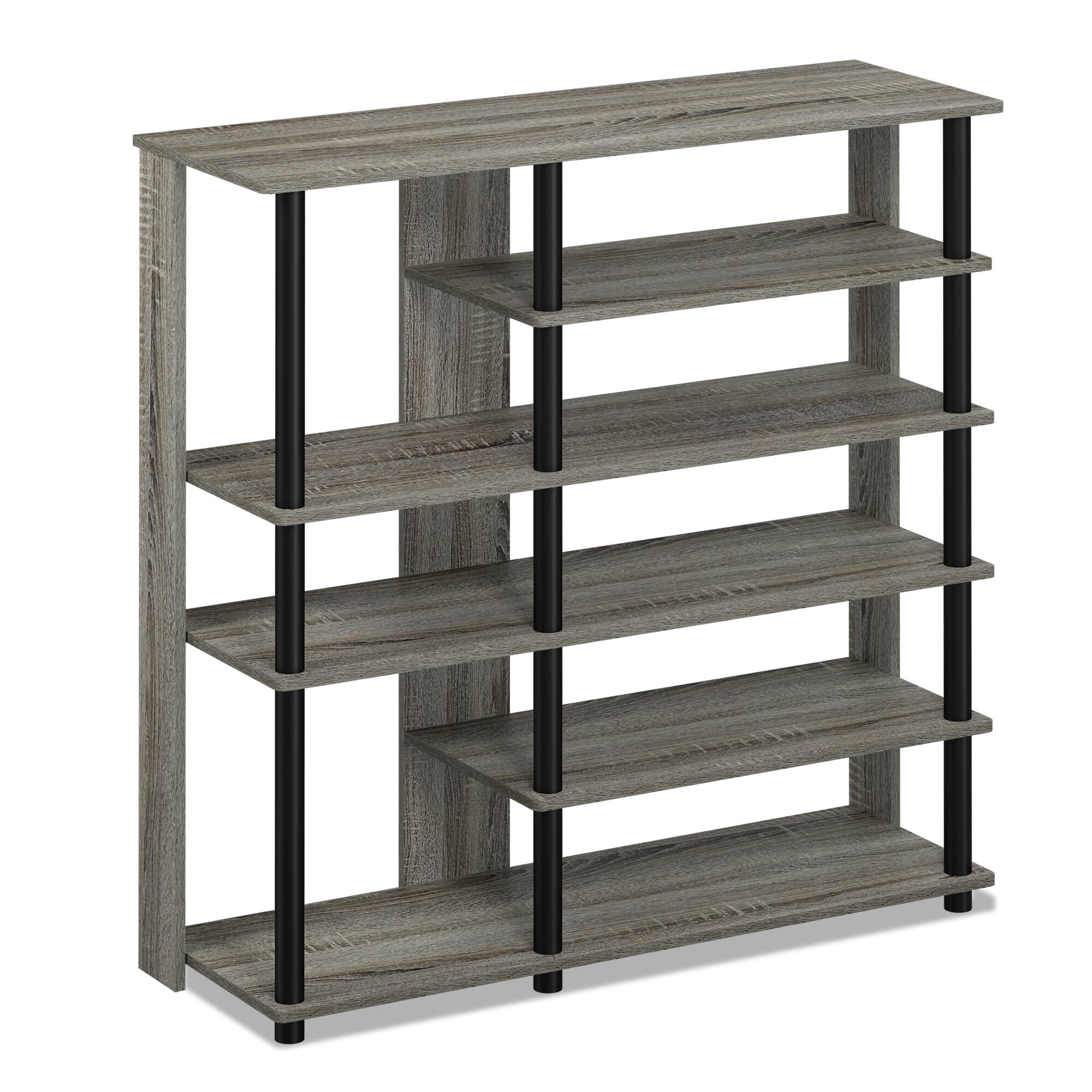 Front. Furinno - Turn-N-Tube Multi Storage Shoe Rack - French Oak.