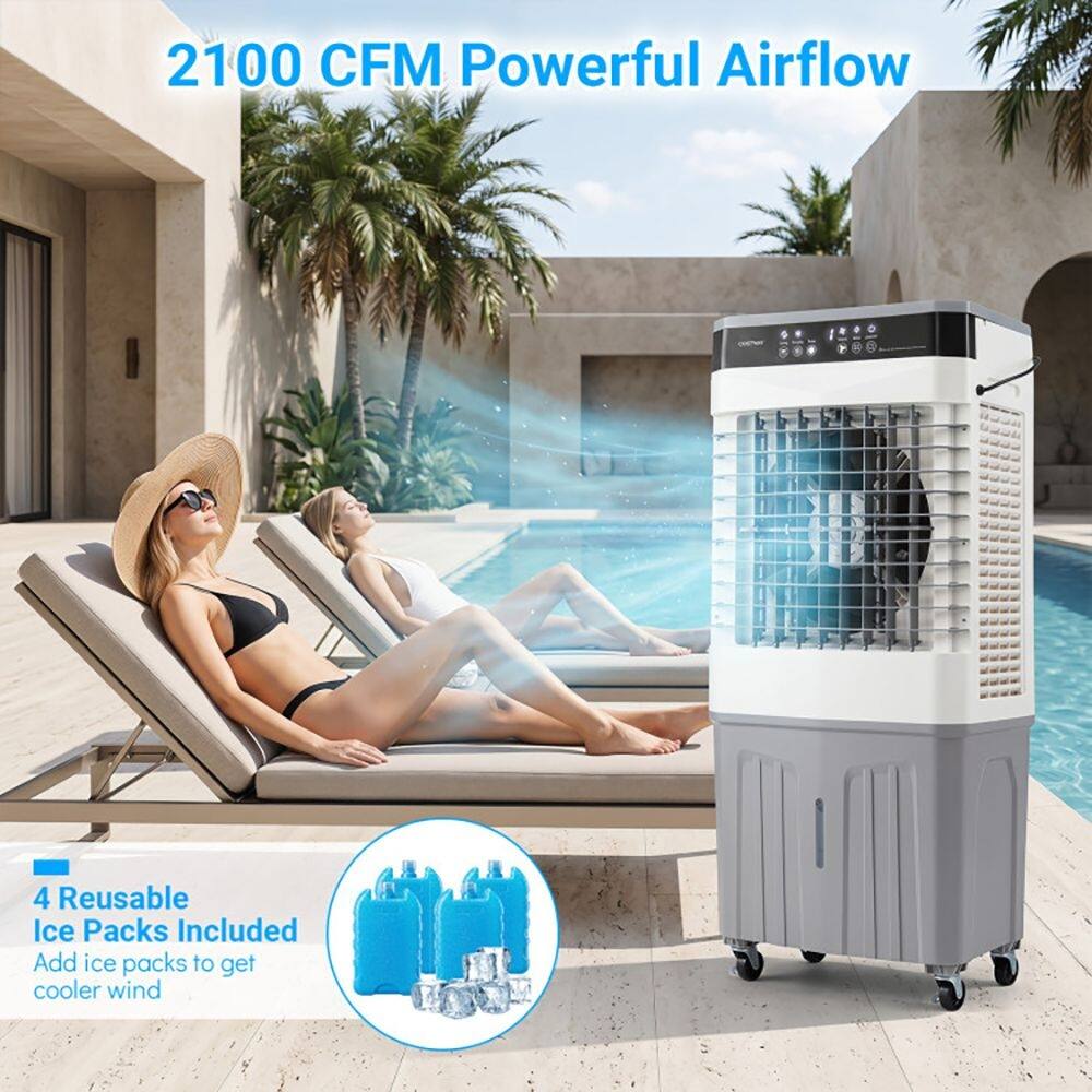 2100 CFM Powerful Airflow

4 Reusable Ice Packs Included
Add ice packs to get cooler wind