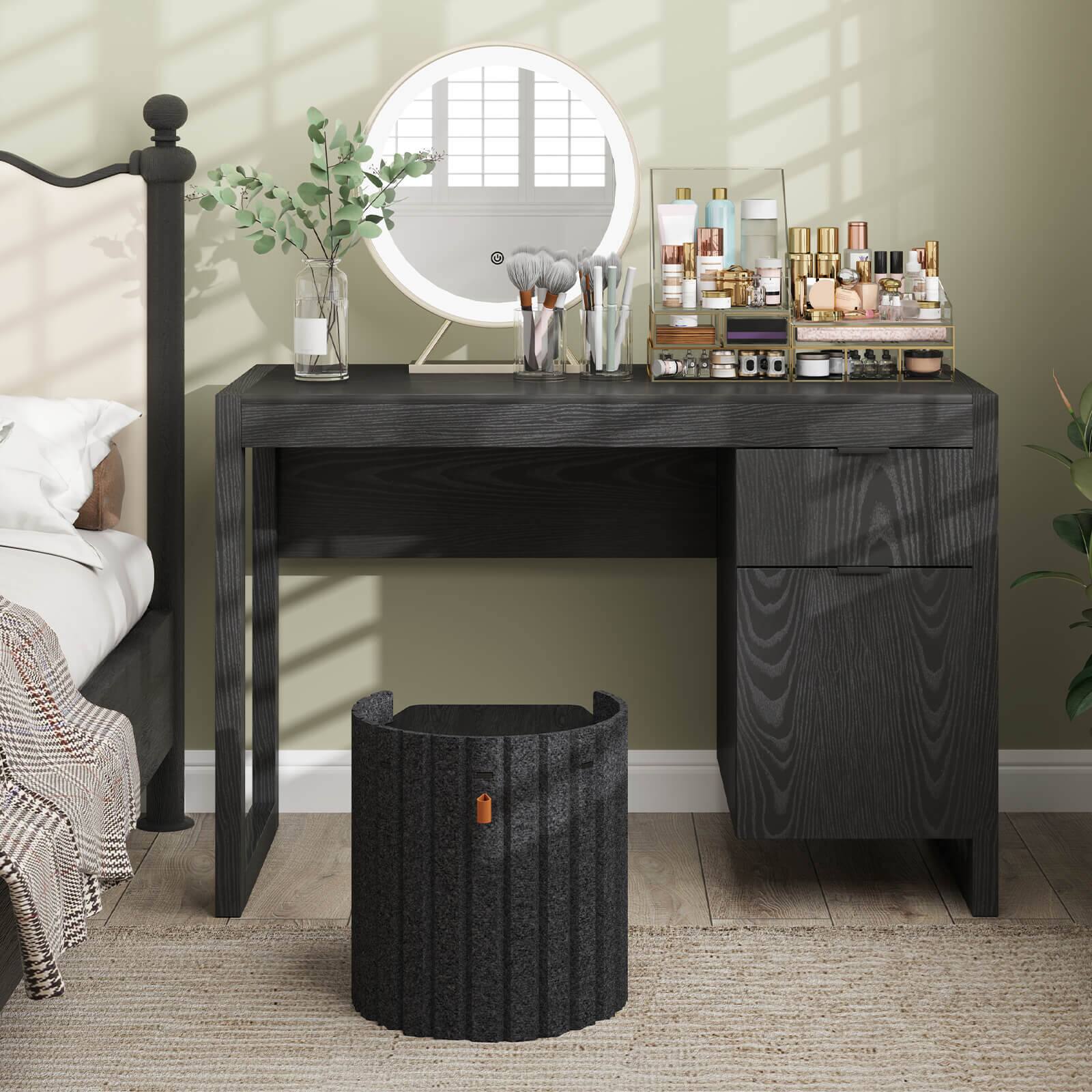 Alt View 3. Costway - Costway Computer Desk with Storage Cabinet Pull-out Drawer Stable Thick Legs for Bedroom - Black.