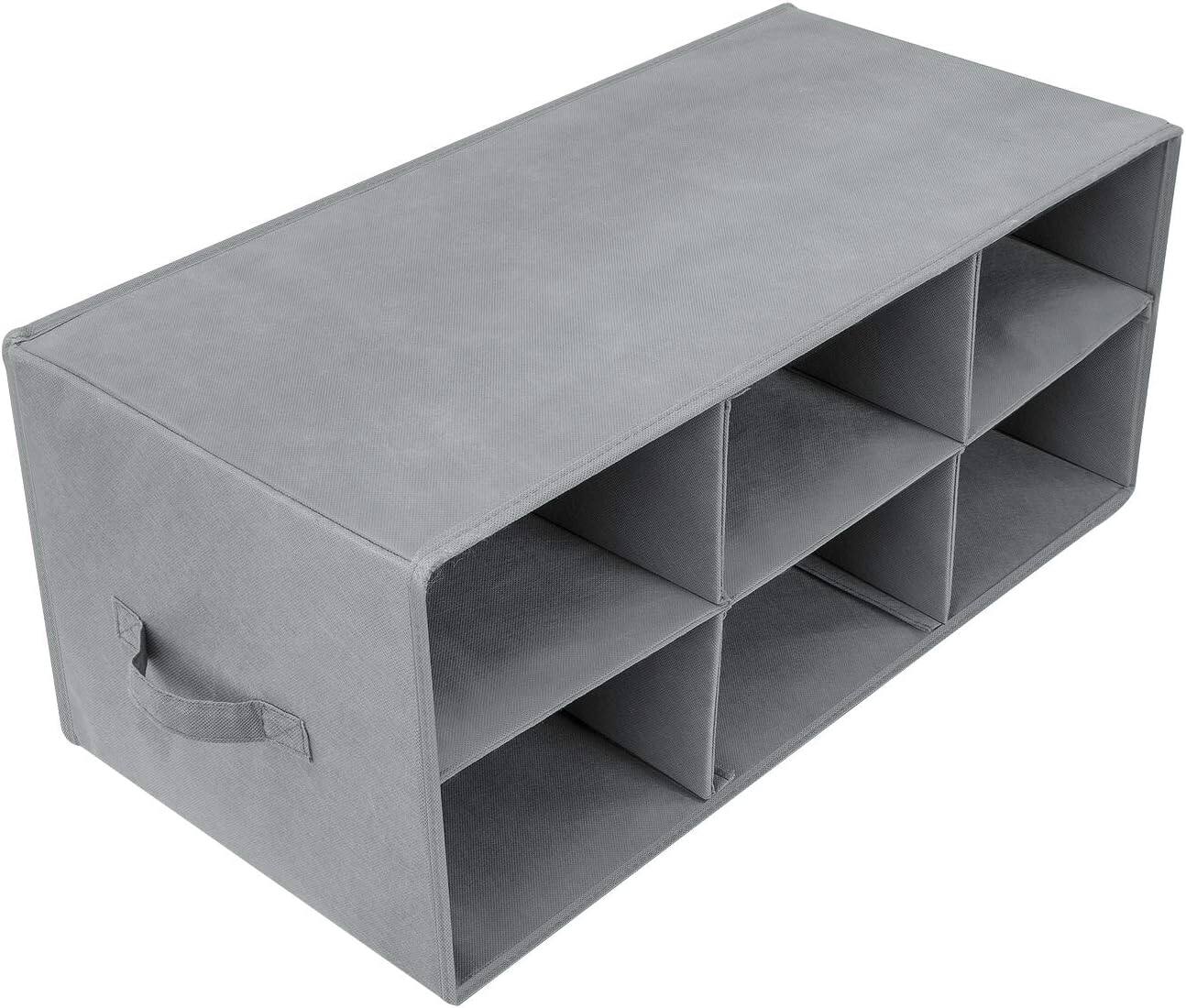 Alt View 6. Sorbus - Sorbus Shoe Organizer Bin, 6 Section Cubby Shoe Shelves, Foldable Portable Detachable Closet Organizer Storage - Gray.