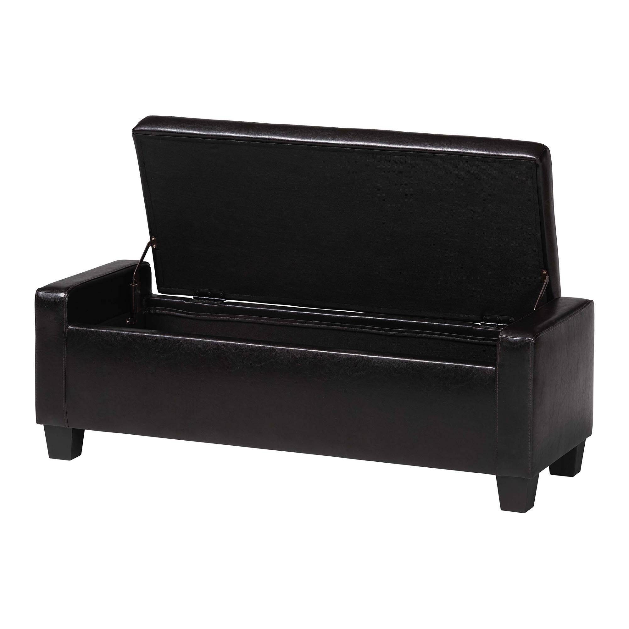 Alt View 3. Baxton Studio - Manchester Ottoman - Dark Brown.