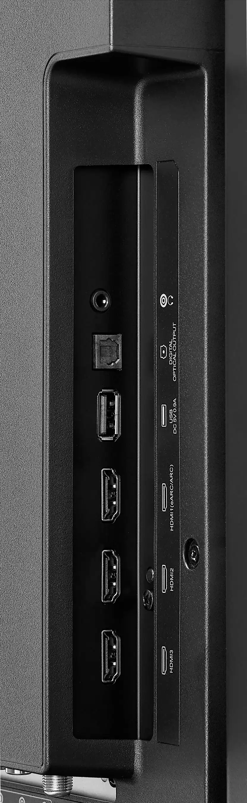- Optical Output
- USB
- DC
- HDMI (SARC/ARC)
- HDMI 2
- HDMI 3