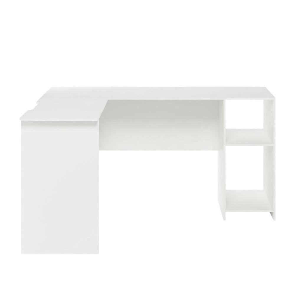 Back. BisonOffice - White L-Shaped Desk with Bookshelves for Home Office and Study Space - White.