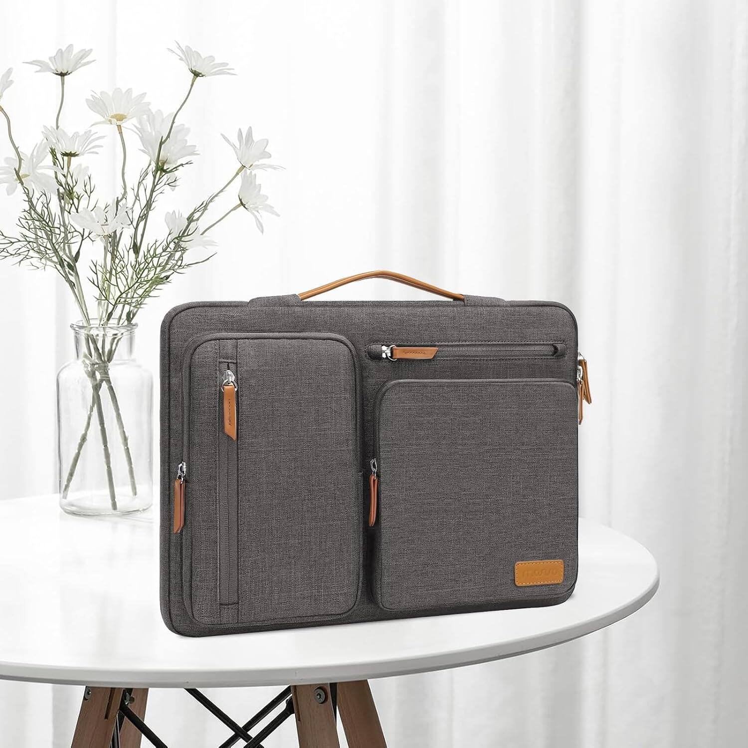 Alt View 3. mosiso - 360 Protective Laptop Handbag Sleeve 13-13.3 inch for MacBook Air/Pro 13 / Pro 14 HP Dell Acer ASUS - Taupe Gray.