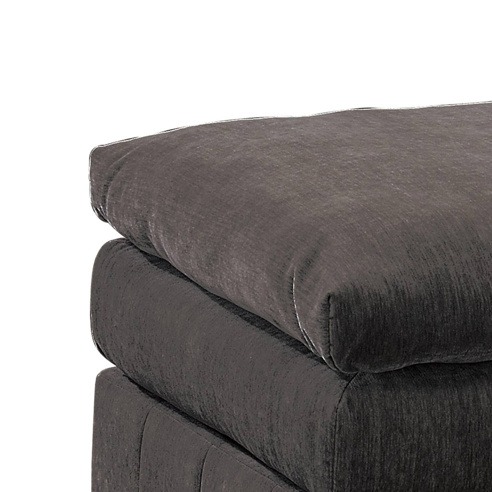 Alt View 1. Manhattan Lane - Luna 33 Inch Modular Ottoman, Three Layer Plush Cushioned Seat, Dark Gray - Dark Gray.
