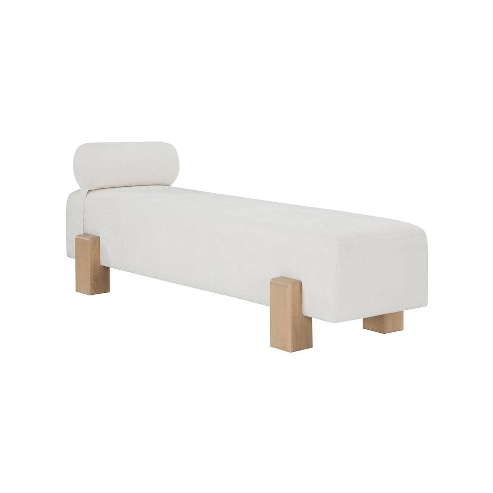 Alt View 2. Meridian Furniture - Edison Cream Chenille Fabric Bench - Beige.