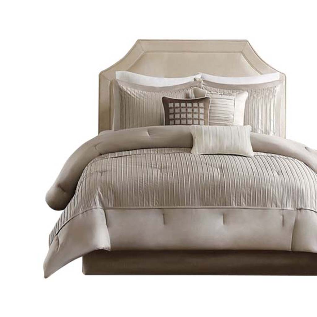 Front. Gracie Mills - Gracie Mills Dolly Modern 7-Piece Comforter Set - Taupe.