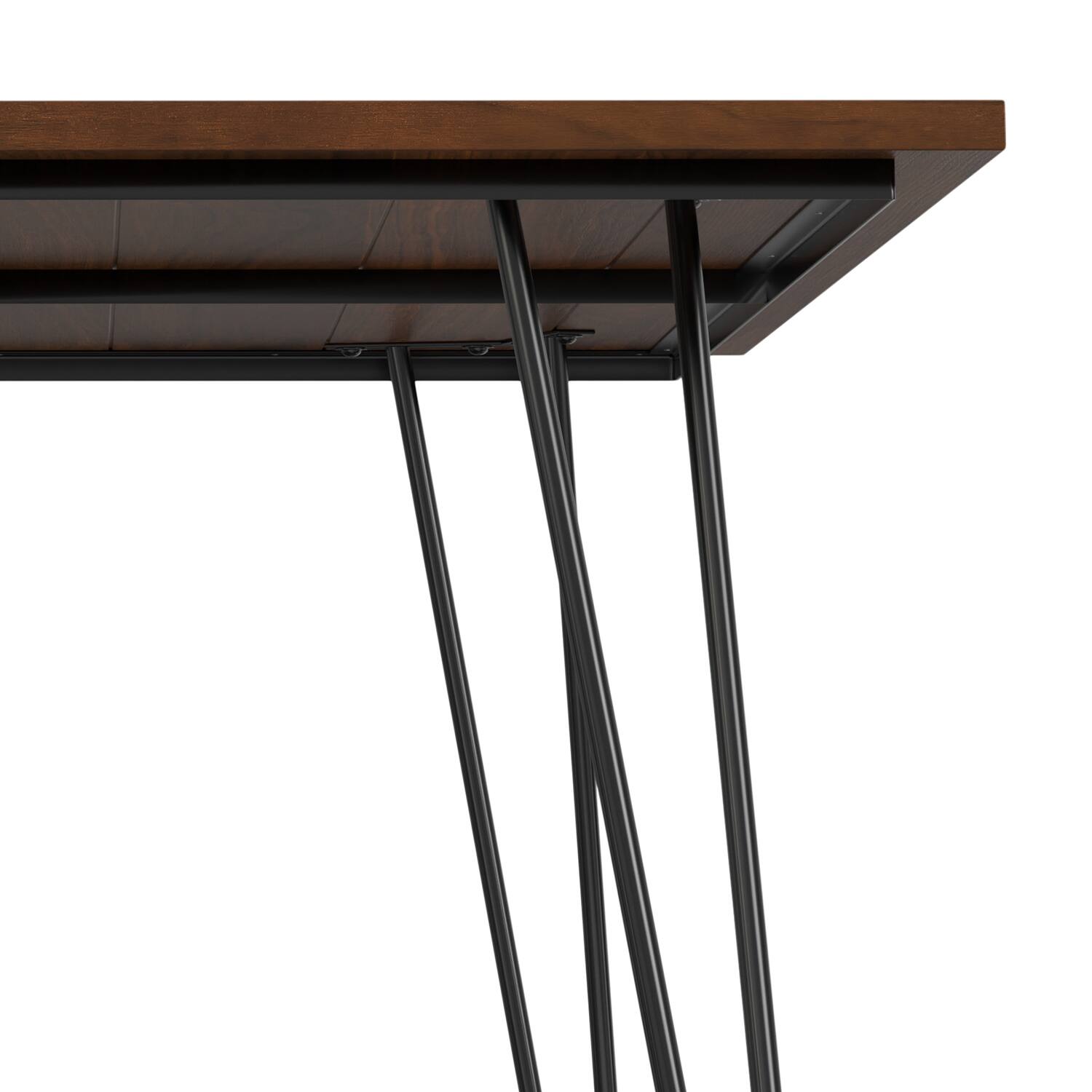 Alt View 6. Simpli Home - Hunter 66 inch x 40 inch Rectangle Industrial Dining Table in Walnut Veneer - Walnut Veneer.
