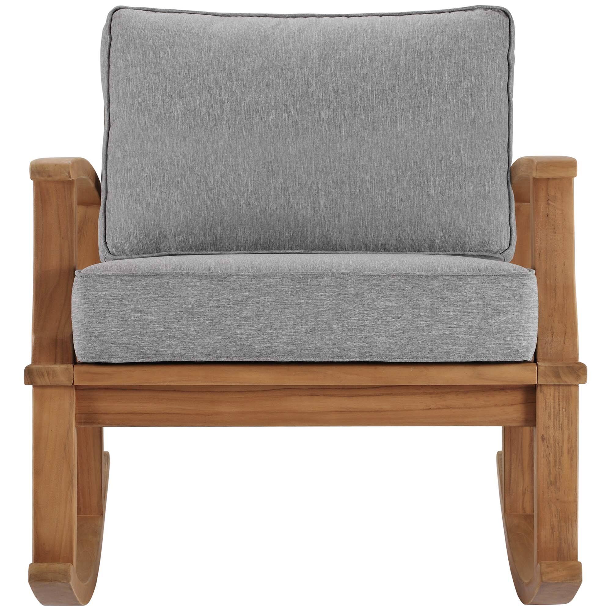 Alt View 2. Modway - Marina Outdoor Patio Teak Rocking Chair by Modway - Natural Gray.