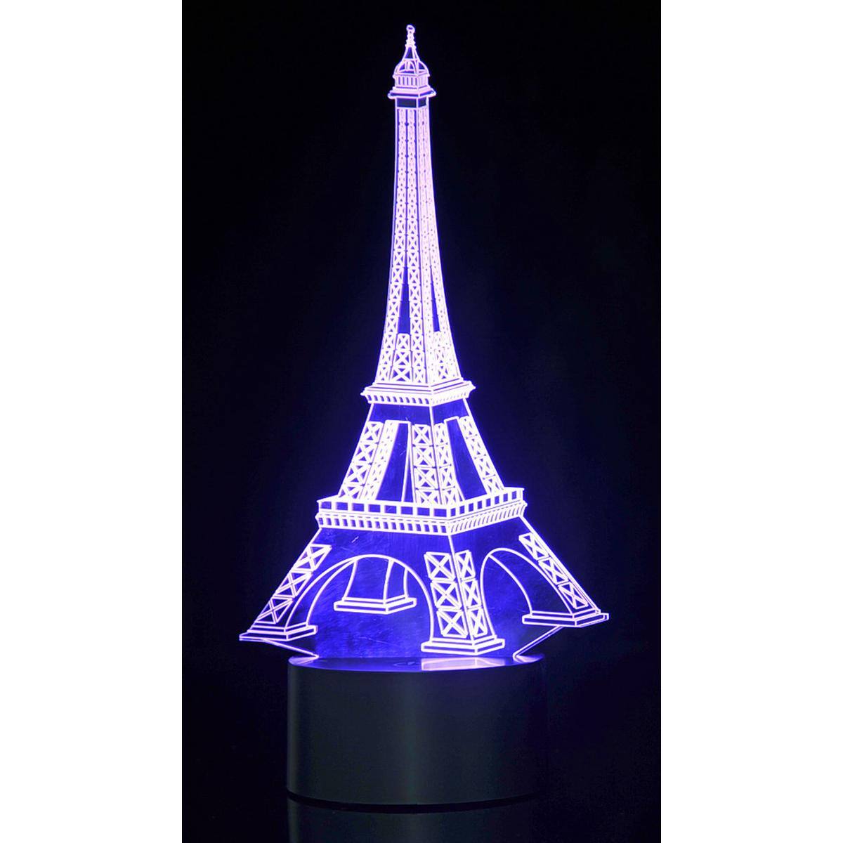 Alt View 3. JuzToys - 3D Eifel Tower Laser Cut Precision LED Lights - Black.