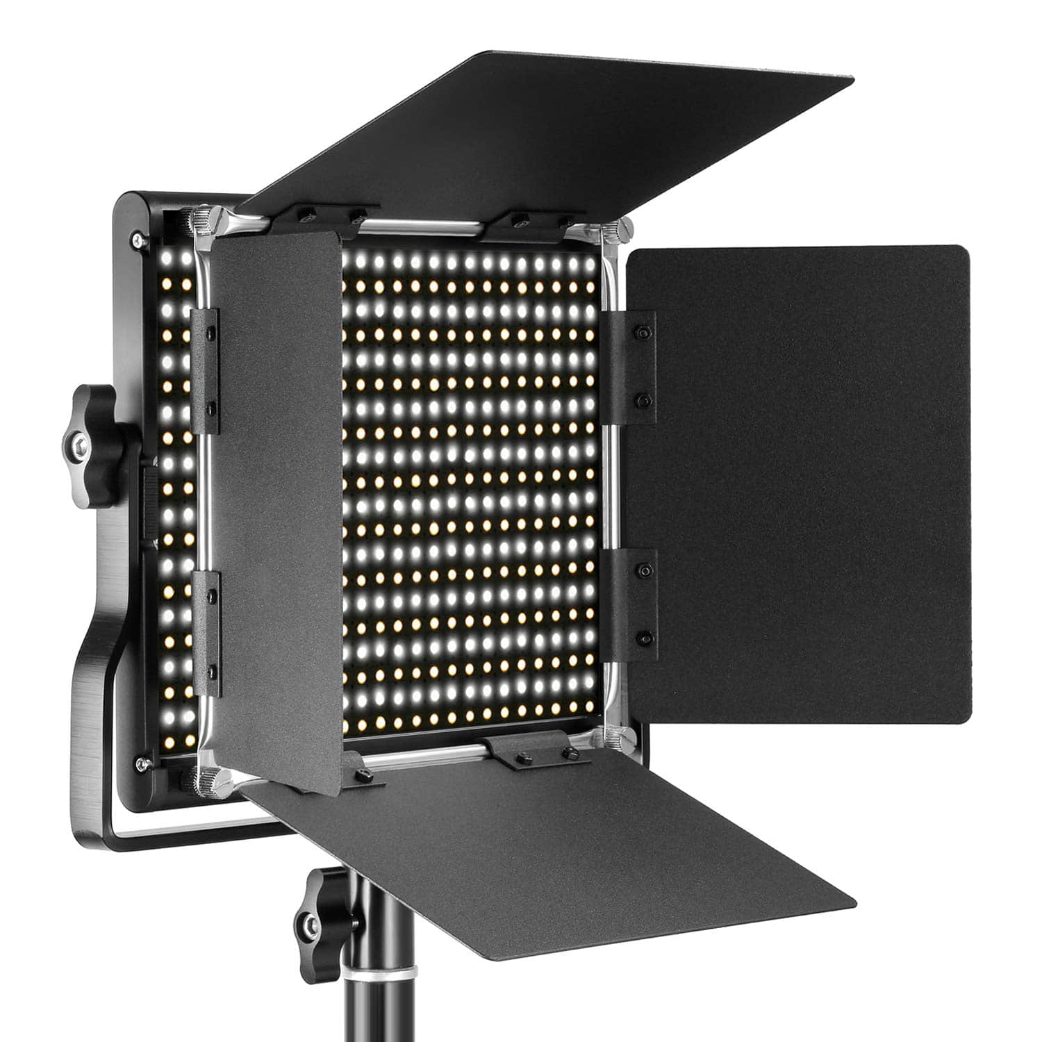 Neewer - Metal Bi-Color LED Video Light - 660 Bead Studio Panel with U Bracket & Barndoors (CRI 96+)