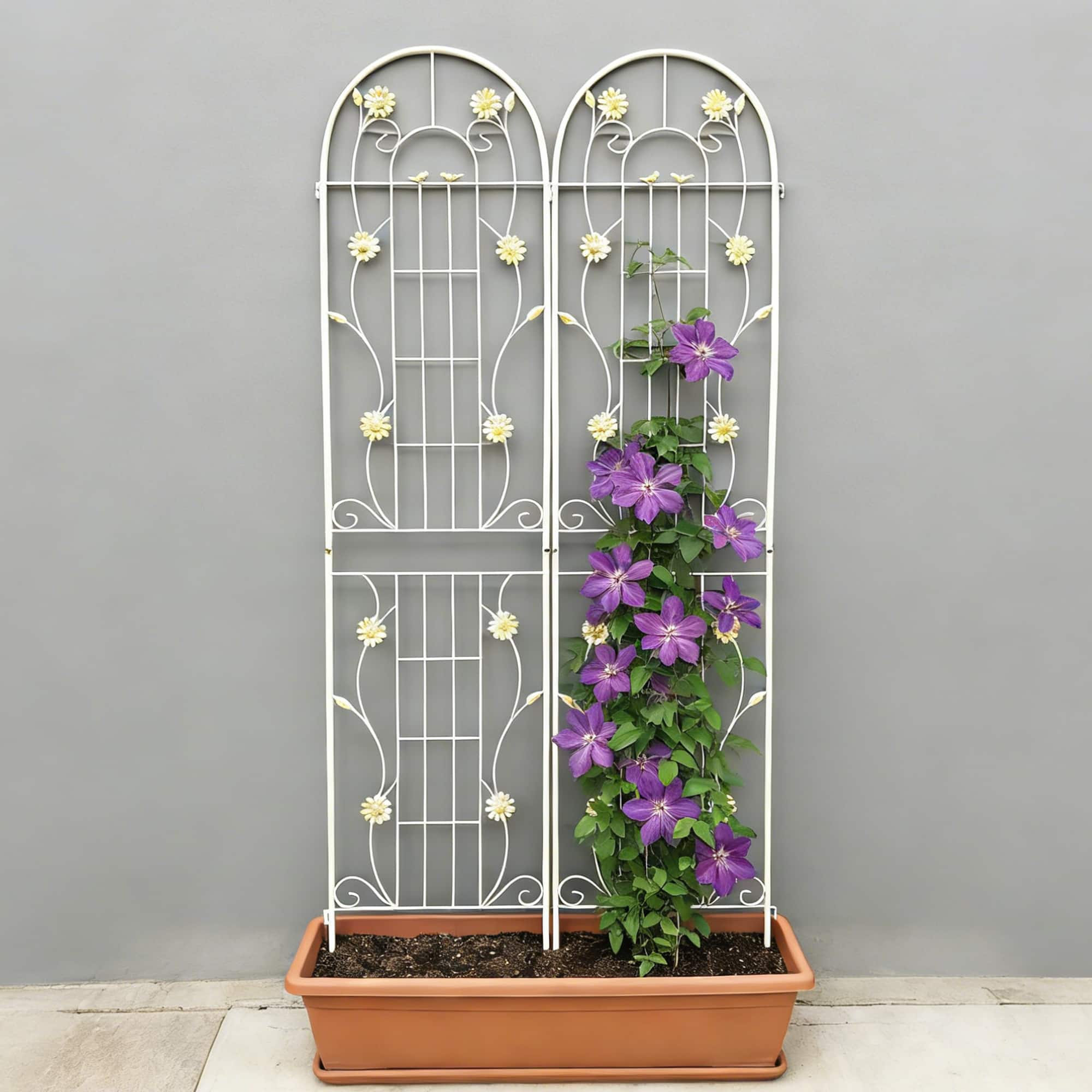 Loheer - 7.2 x 1.6 ft 2 Pack Rustproof Metal Garden Trellis for Climbing Plants - Cream White price history on PriceWatchPro
