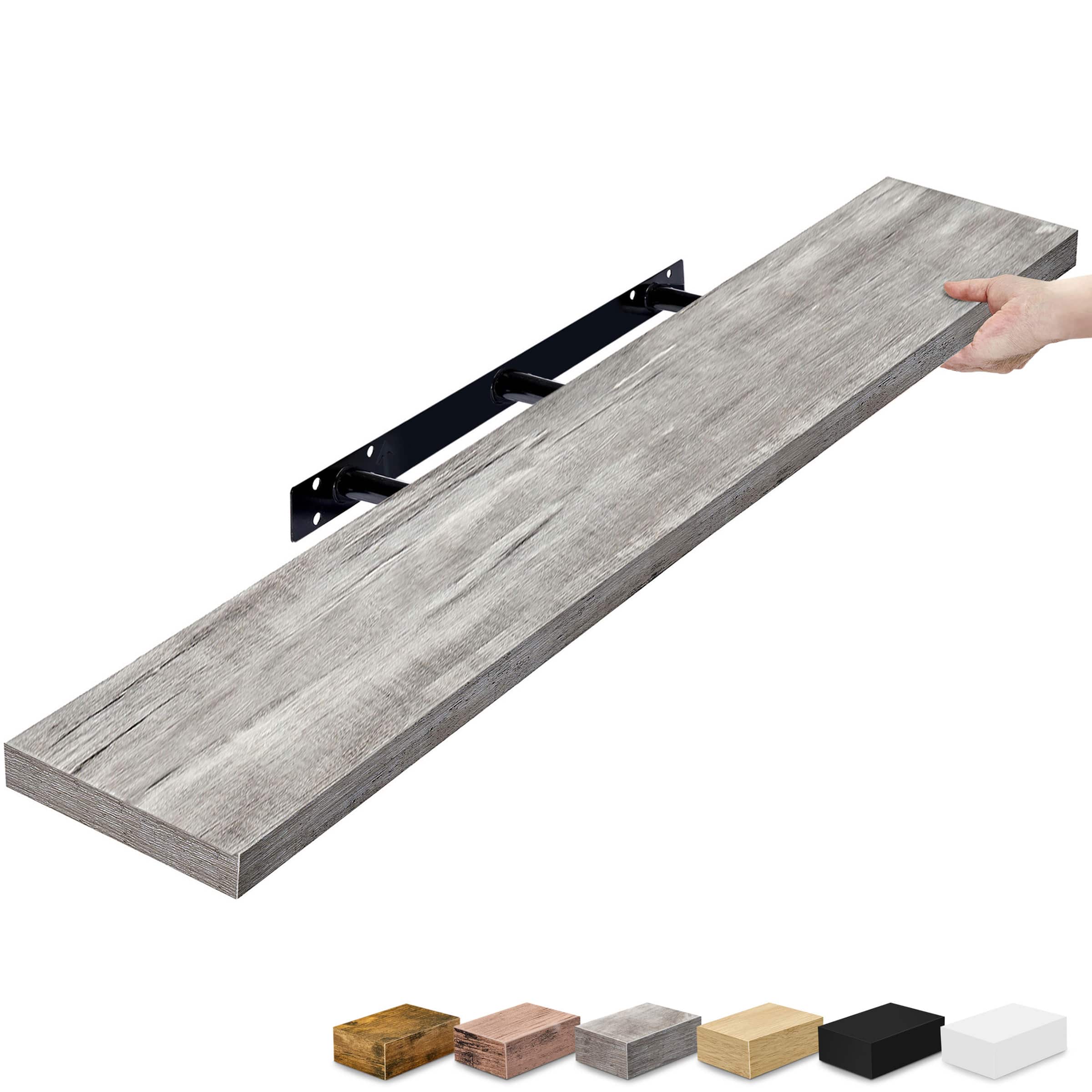Sorbus - 1 Piece 47 Inch Wall Mounted Floating Shelves - Gray