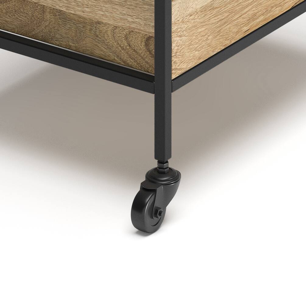 Alt View 4. Simpli Home - Simons SOLID MANGO WOOD Industrial Contemporary 24 inch Wide Bar Cart in Natural - Natural.