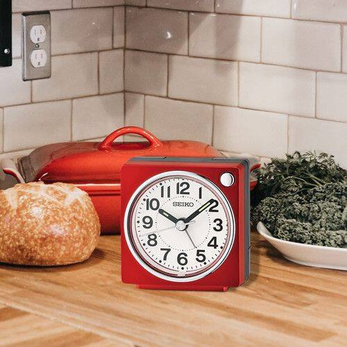 Angle. Seiko - Seiko 2.6" Fuji Dark Bedside Alarm Clock - Red - Red.