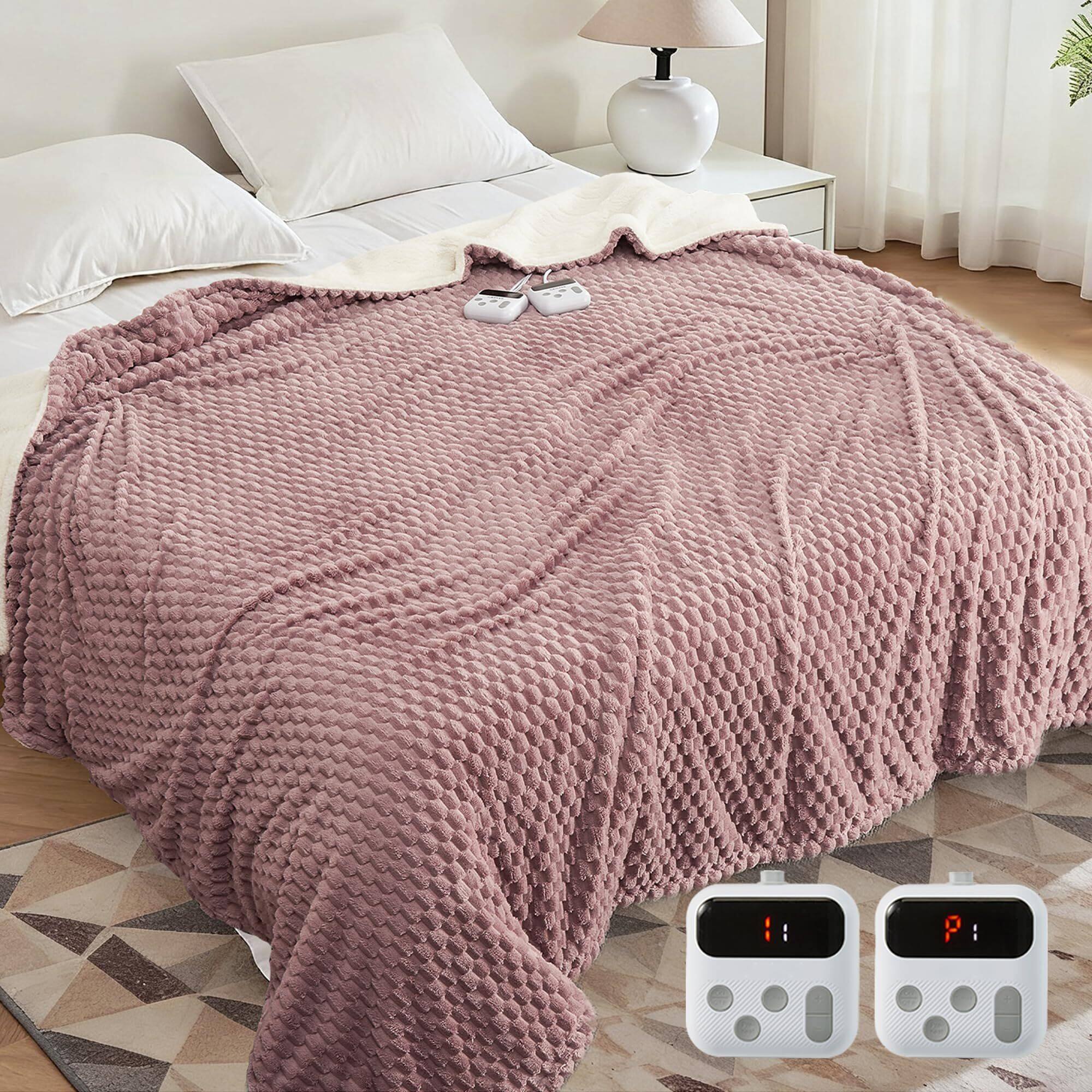 Alt View 1. Acekool - Heated Blanket Electric Blanket Throw Size 50"x60", 6 Heating Levels & 9 Hours Auto Shut Off - Pink.