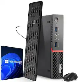 Lenovo - Refurbished Excellent - ThinkCenter M710 Tiny Computer Desktop PC | Intel i5-6th Gen 2.5GHz | 8GB RAM | 128GB SSD | KB & Mouse | Wi-Fi | Win11 - Black